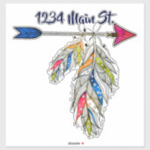 Sticker Flèche et plumes adresse de boîte aux lettres auto (Feuille)