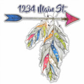 Sticker Flèche et plumes adresse de boîte aux lettres auto (Devant)