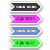 Sticker Flèche Signer ici (signature) (Devant)