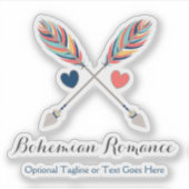 Sticker Flèches croisées bohémiennes & Coeurs Nom Logo (Devant)