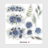 Sticker Fleur bleue Abstraite (Feuille)