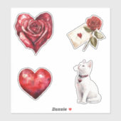 Sticker Fleur cardiaque Rose Red XOXO (Feuille)