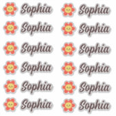 Sticker Fleur Cute Kawaii Nom personnalisé (Devant)