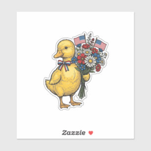Sticker Fleur de Caneton Patriotique Bouquet de Fleurs Vin