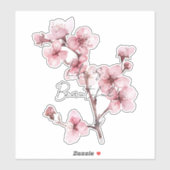 Sticker Fleur de cerise rose blanche (Feuille)