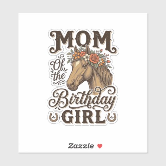 Sticker Fleur de cheval occidental vintage pour l'annivers (Feuille)
