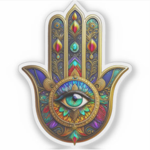 Sticker Fleur de couleur de paon Pétales de Hamsa Vert Tro
