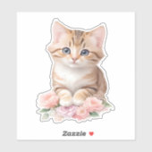 Sticker Fleur de félins de fleur de chats mignons (Feuille)