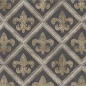 Sticker Fleur-de-lis mosaic tile pattern black and gold (Devant)