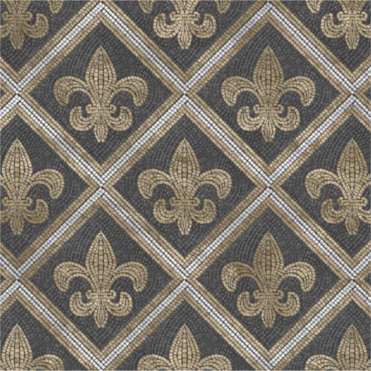 Sticker Fleur-de-lis mosaic tile pattern black and gold (Devant)