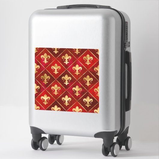 Sticker Fleur de lis motif luxe rouge (Sur valise)