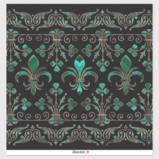 Sticker Fleur de lis ornement Malachite Vert (Feuille)