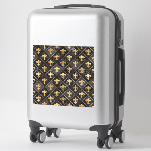 Sticker Fleur de lis pattern Black Marble and Gold (Sur valise)