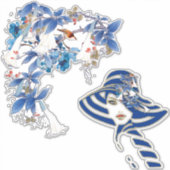 Sticker Fleur de lune d'aquarelle blanche (Devant)