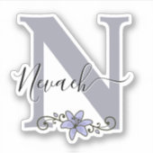 Sticker Fleur de lys romantique avec nom personnalisé mono (Devant)