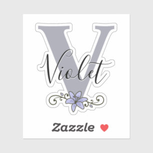 Sticker Fleur de Lys Romantique avec Nom Personnalisé Mono