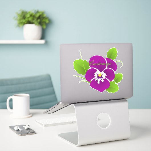 Sticker Fleur de Pensée Violette Thunder_Cove (Ordinateur portable sur le bureau)