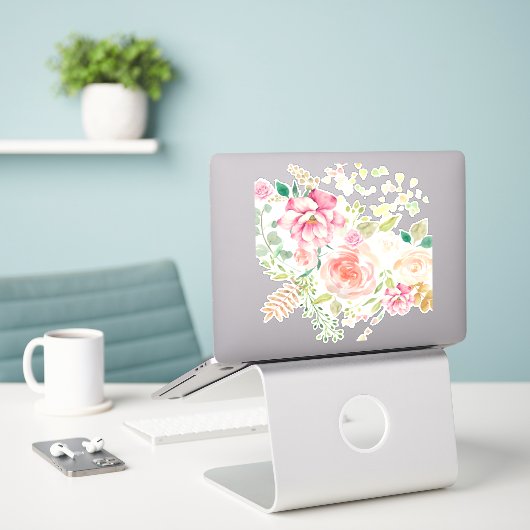 Sticker fleur de printemps (Ordinateur portable sur le bureau)