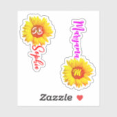 Sticker (Fleur de soleil monogramme élégant) Nom personnal (Feuille)