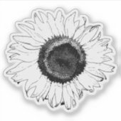 Sticker Fleur de soleil noire et blanche (Devant)