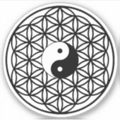 Sticker Fleur de vie, géométrie effrayée, yin yang (Devant)
