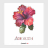 Sticker Fleur d'Hibiscus rouge tropical (Feuille)