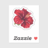 Sticker Fleur d'Hibiscus Rouge Vibrante (Feuille)