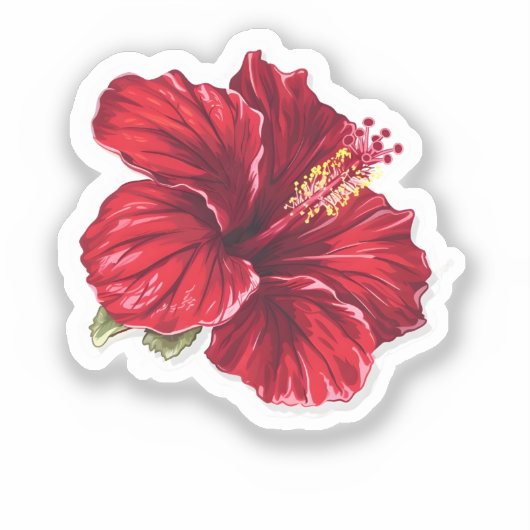 Sticker Fleur d'Hibiscus Rouge Vibrante (Recto)