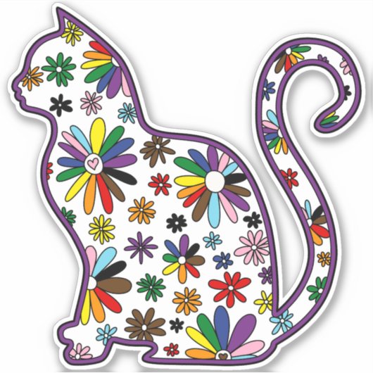 Sticker Fleur doodcat LGBTQ+ Rainbow Progress Pride Fl (Devant)