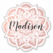Sticker Fleur d'or Rose personnalisé Mandala (Devant)