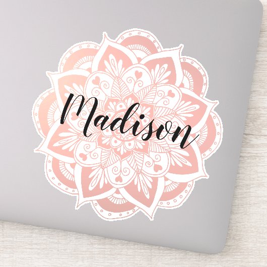 Sticker Fleur d'or Rose personnalisé Mandala (Détail)