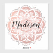 Sticker Fleur d'or Rose personnalisé Mandala (Feuille)