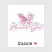 Sticker fleur élégante fille, papillon rose mignon chic (Feuille)