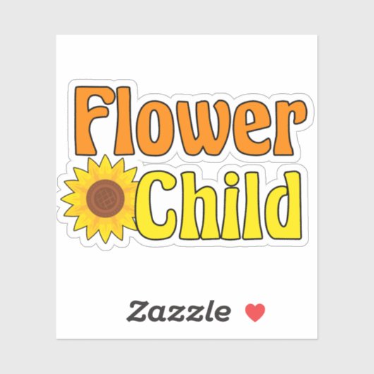 Sticker Fleur Enfant mignonne Hippie tournesol les années  (Feuille)