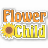 Sticker Fleur Enfant mignonne Hippie tournesol les années  (Devant)