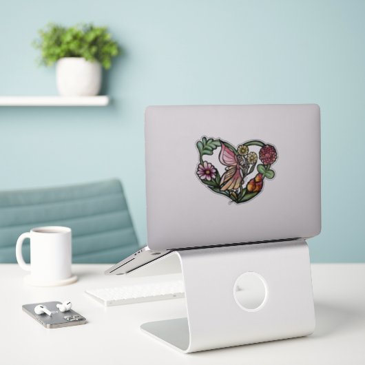 Sticker Fleur Fée Jardin Fées (Ordinateur portable sur le bureau)