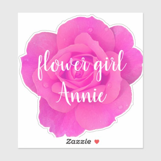 Sticker Fleur Fille Violet Rose Rose Nom personnalisé (Feuille)
