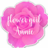 Sticker Fleur Fille Violet Rose Rose Nom personnalisé (Devant)