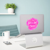 Sticker Fleur Fille Violet Rose Rose Nom personnalisé (Ordinateur portable sur le bureau)