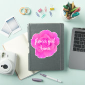 Sticker Fleur Fille Violet Rose Rose Nom personnalisé (Couverture iPad)