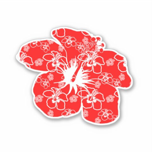 Sticker Fleur Hibiscus Hawaii classique (Devant)