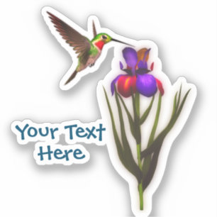 Sticker Fleur Iris de colibri personnalisée