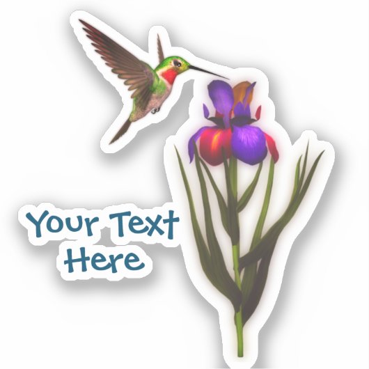 Sticker Fleur Iris de colibri personnalisée (Recto)