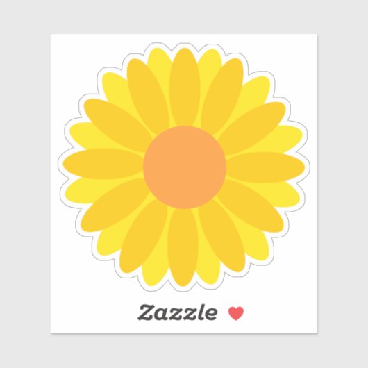 Sticker Fleur jaune gras et orange (Feuille)