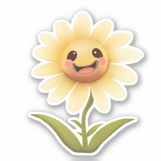 Sticker Fleur Joyeuse Jaune mignonne (Devant)