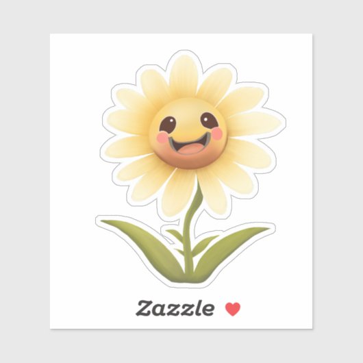 Sticker Fleur Joyeuse Jaune mignonne (Feuille)