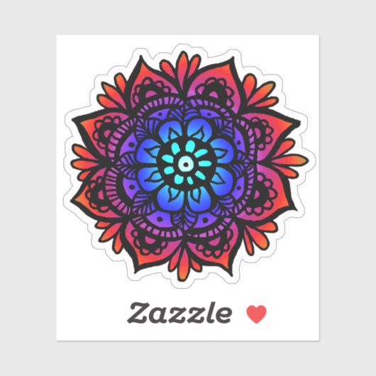 Sticker Fleur Mandala colorée (Feuille)
