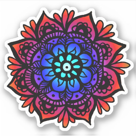 Sticker Fleur Mandala colorée (Devant)
