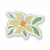 Sticker Fleur marguerite jaune avec feuilles verts (Devant)