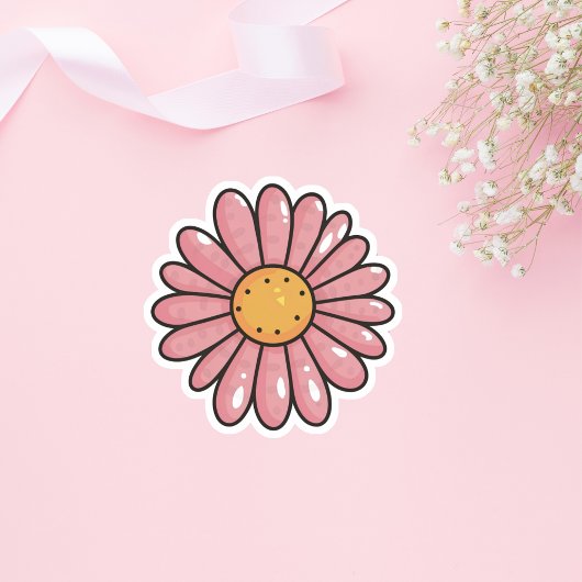 Sticker fleur marguerite rose